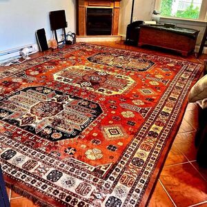Antique 1940's Turkmen Hand Knotted Wool Ersari Tribal Print Rug w/ Provenance